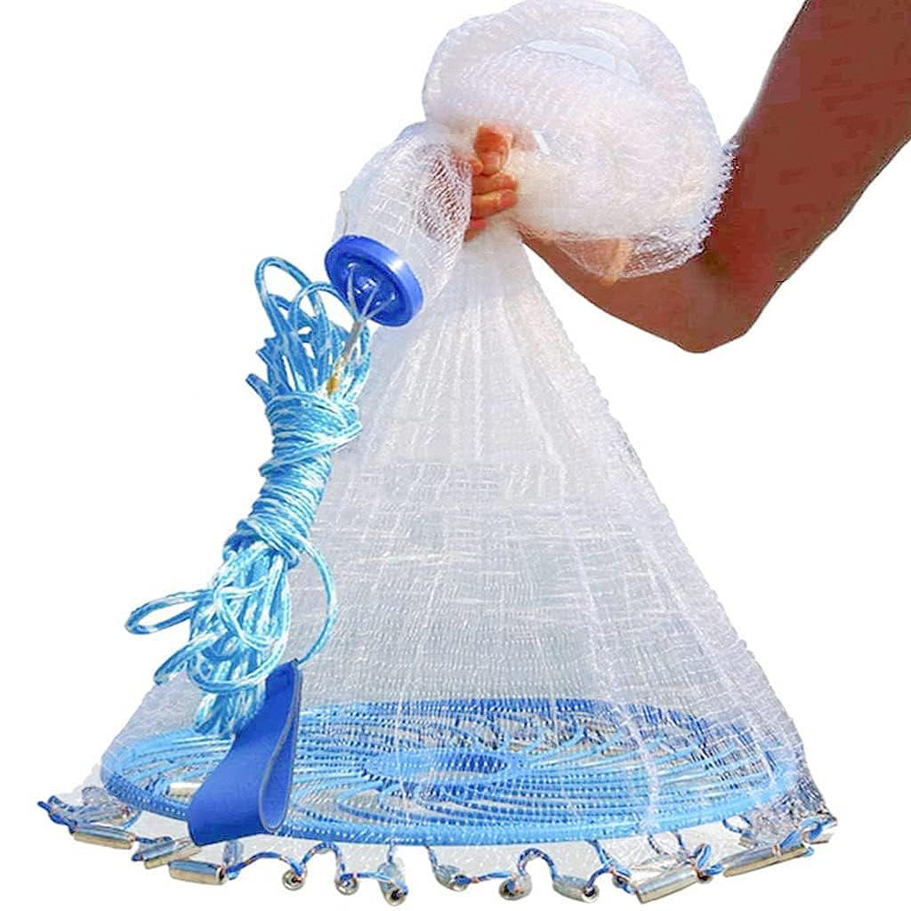 Flying Disc Magic Hand Cast Fishing Net with Lead Sinkers High Strength Tyre Nylon American Throw Net Freshwater Fishing Tools (10ft)-image-2