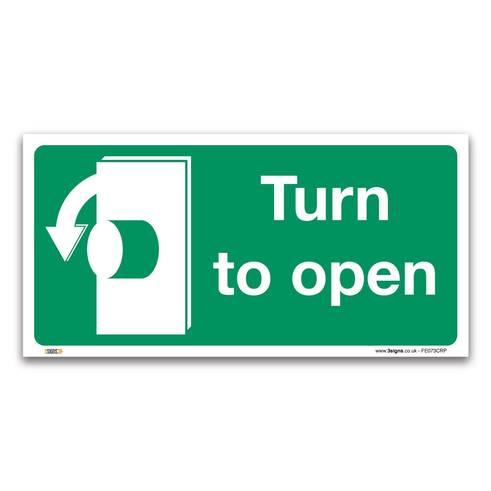 Buy Turn To Open AntiClockwise Sign, 1mm Rigid Plastic 200x100mm