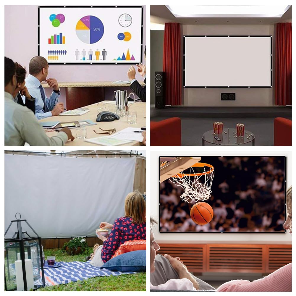 Schermo Proiettore, Telo Proiettore, Schermo Cinematografico Portatile, Schermo Lavabile Pieghevole, per Home Theater, Scolastica, Presentazioni in Ufficio, 16:9 HD 4K, 60 Pollici, 132 x 75cm