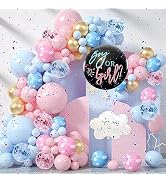 155 Pieces Gender Reveal Decoration Gender Reveal Balloon Garland Arch Kit Pastel Pink Blue Gold ...
