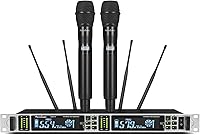 Vista 11 de Sistema de Micrófono Inalámbrico, Micrófono Profesional UHF de 4 Canales, Empareja Automáticamente Micrófono Inalámbrico de Metal con 4 Micrófonos