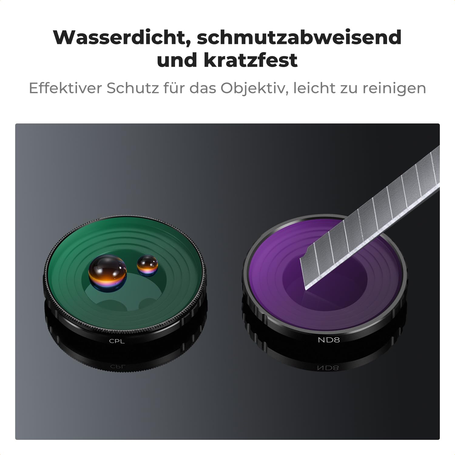K&F CONCEPT ND Filtersets, 4er Pack CPL, ND8, ND16, ND32 Filter kompatibel mit DJI Osmo Action 5 PRO/Action 4, Polarisierende Neutral Density HD Glass