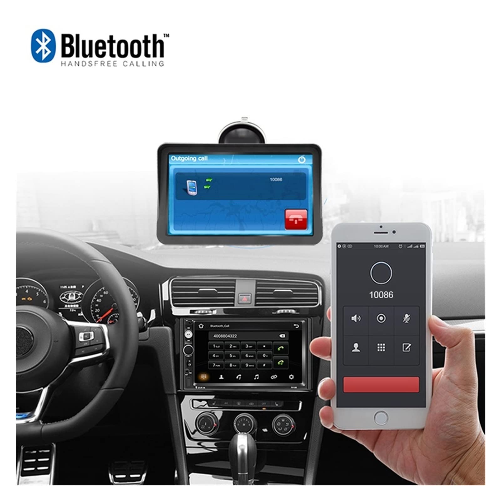 Cyfrowa kamera cofania RV Monitor widoku z tyłu Samochód GPS. Nawigator 9-calowy ciężarówka nawigacyjna GPS GPS. Nawigacja Fm. Darmowa mapa nadajnika (Size : With Bluetooth)