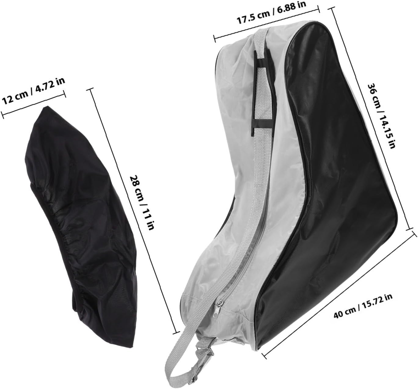 Inline Backpack Skate Bag Black Oxford Cloth Portable Carrying Case | Multi-layer Layout, Easy-clean Finish, Simple Look for Ice Skates and Roller Skates