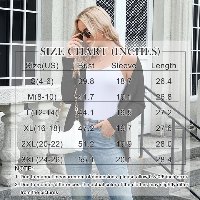 Anymiss Womens Cropped Cardigans Lightweight Waffle Knit Jackets Open Front Tops M-3XL - Image 5