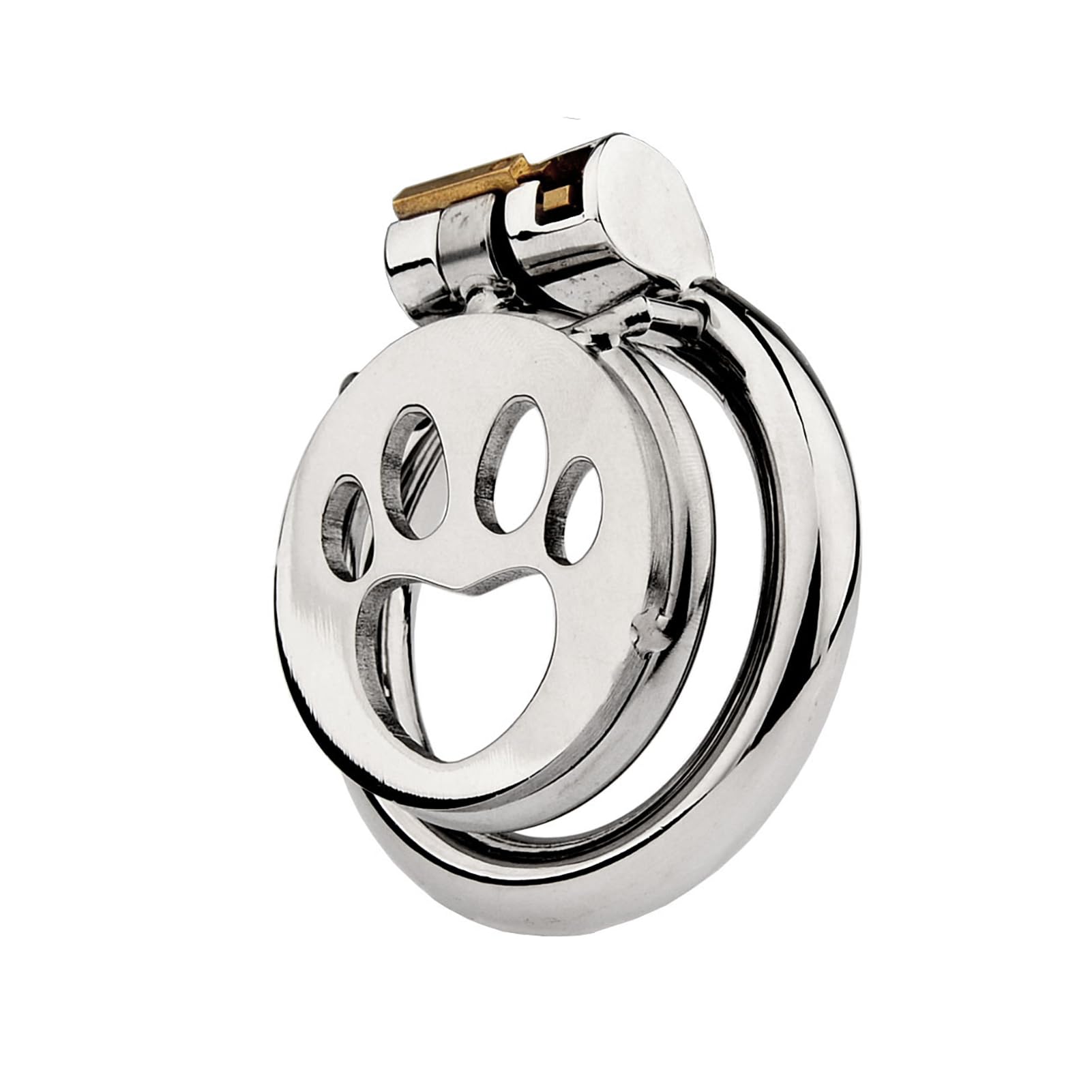 Jaula de castidad plana en la forma de una pata de gato con cerradura invisible y llave invertida Jaula de castidad para los hombres de acero inoxidable pene (silver,50mm)