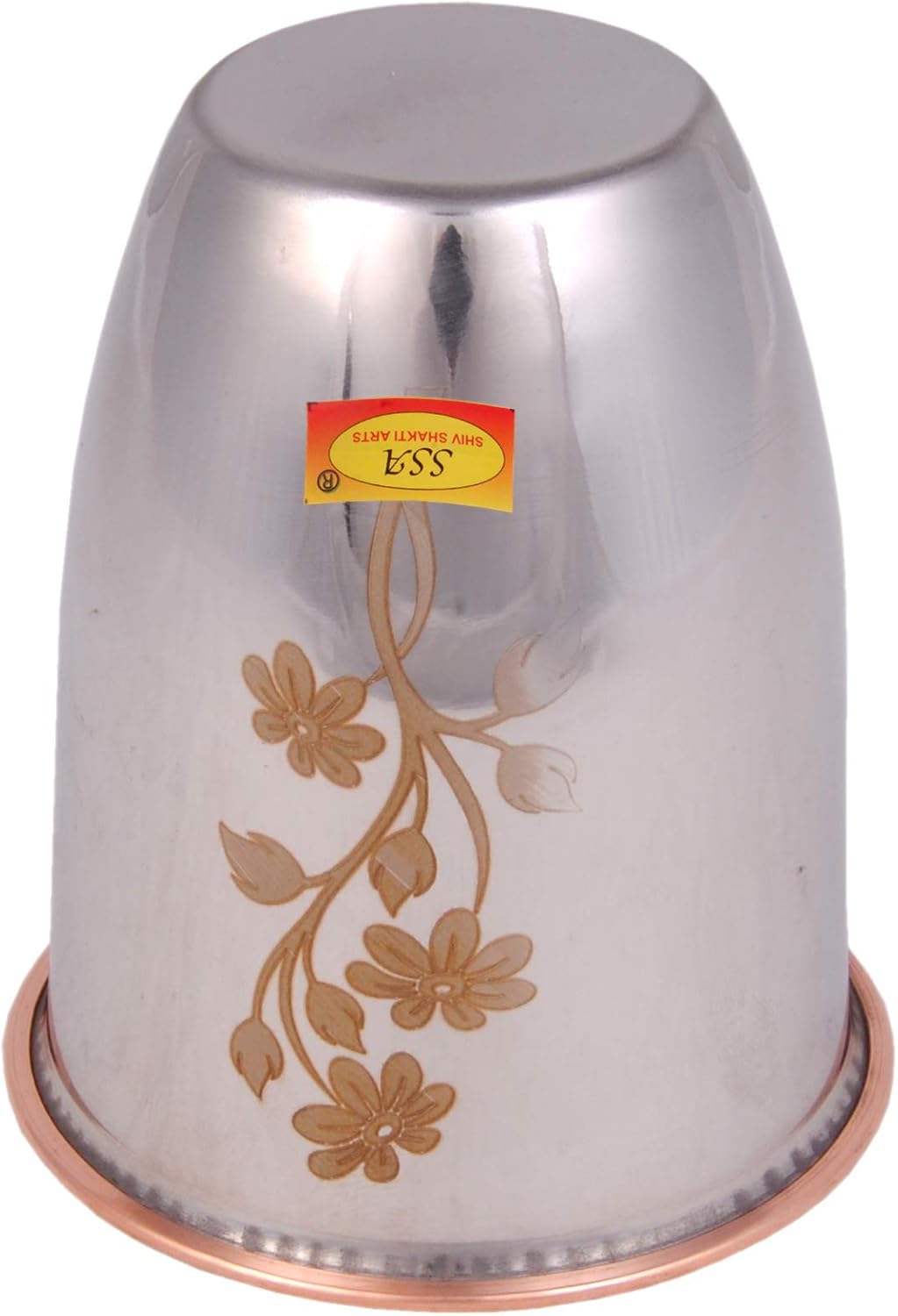 Shiv Shakti Arts® Double Wall - Heighly Durable Pure Copper Glass - (1 Piece, 300 Ml Each, Laser Printed Design)