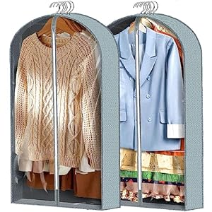 2 pack 40″ Clear Garment Bags for Hanging Clothes, Suit Bags for Closet Storage, Clothing Storage, Garment Bags for Travel Covers with 4″ Gussets for Coats, Jackets, Shirts, Dresses & Sweater