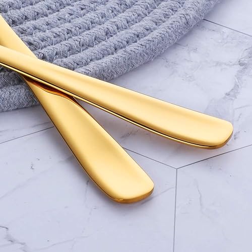 Miniatura 8 de Bisda Juego de 2 cucharas para servir bufé, acero inoxidable de 10 pulgadas, bañadas en oro, utensilios grandes para ensaladas, aptas para