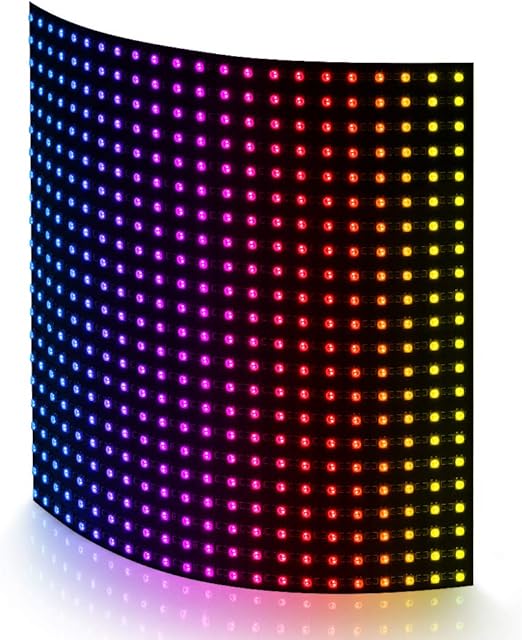 BTF-LIGHTING WS2812B RGB 2427SMD Individually Addressable Digital 22x22 484 Pixels 6.3in x 6.3in LED Matrix Flexible FPCB Dream Full Color Works with K-1000C Controller Image Video Text Display DC5V