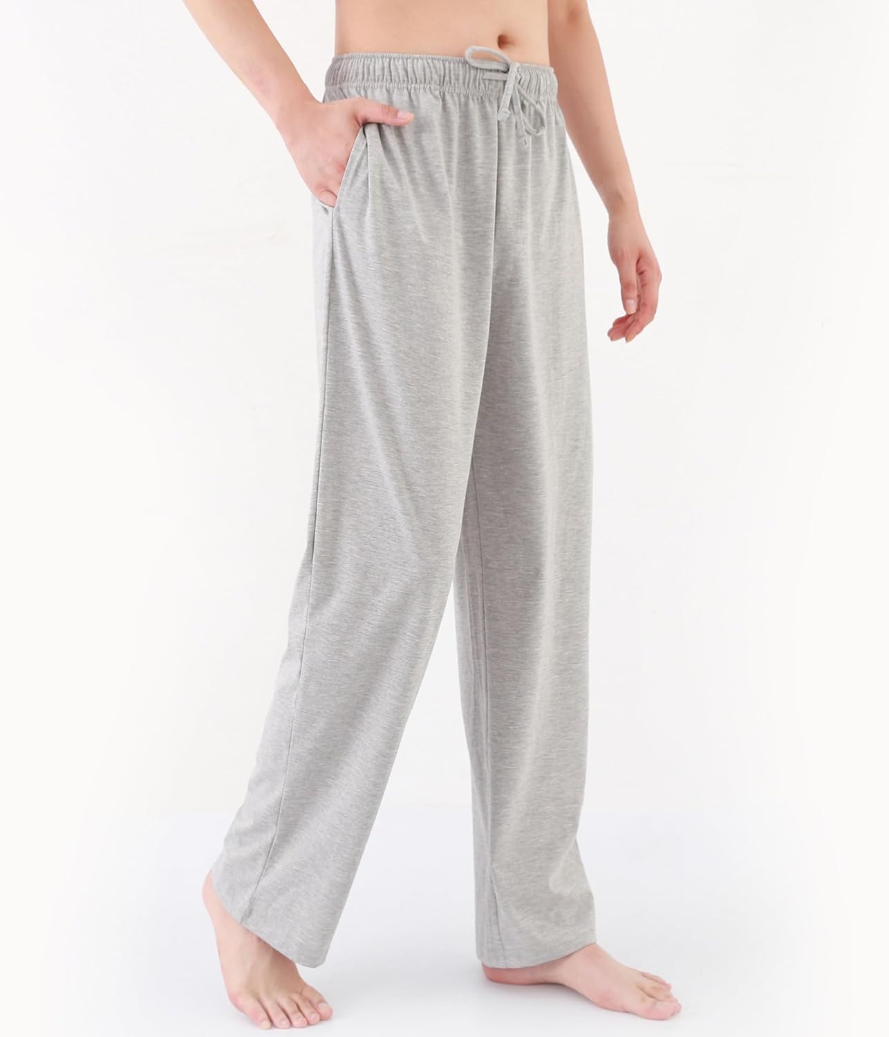 Mens 100% Cotton Pajama Pants – Soft Lounge Sweatpants, Lightweight PJ Bottoms with Wide Leg - Image 3