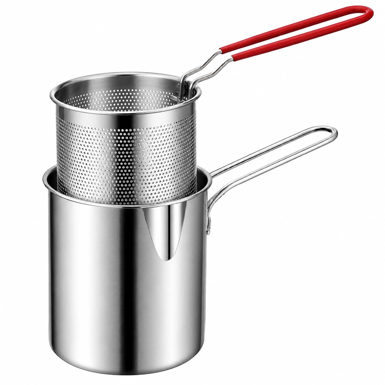 Stainless Steel Frying Pot with Strainer Basket and Long Handle, Deep Fryer Oil Pot for Stovetop Use-image-10