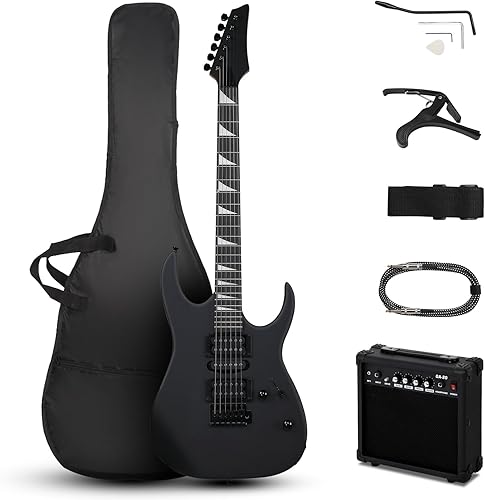 Ktaxon Guitarra eléctrica de 39 pulgadas con amplificador de 20 vatios, kit de guitarra de inicio modelo 170 para principiantes y profesionales con