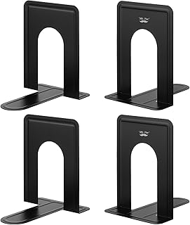 Mr. Pen- Book Ends, Black, 4 Pack, Heavy Duty Metal Bookends for Shelves, Book Holders for Shelves, Metal Bookends
