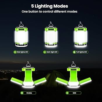 Camping Lights, BICKON 60 LEDs Ultra Bright & 25H Battery Life Camping Lantern Rechargeable, 5 Lighting Modes 15%~100% Brightness Adjustable Tent Lights For Camping, Emergency, Fishing, Garden, Hiking