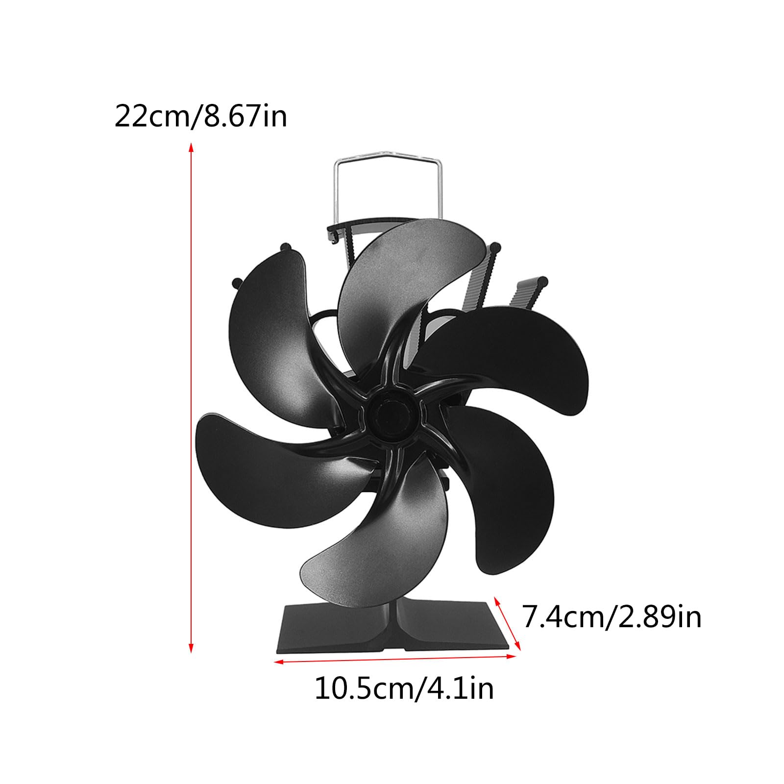 Ventilador de estufa de 6 aspas HighAir Volúmenes, quemadores de leña alimentados por calor, chimeneas, campana de calefacción interior y exterior, inserto de ventilación de acero inoxidable, no