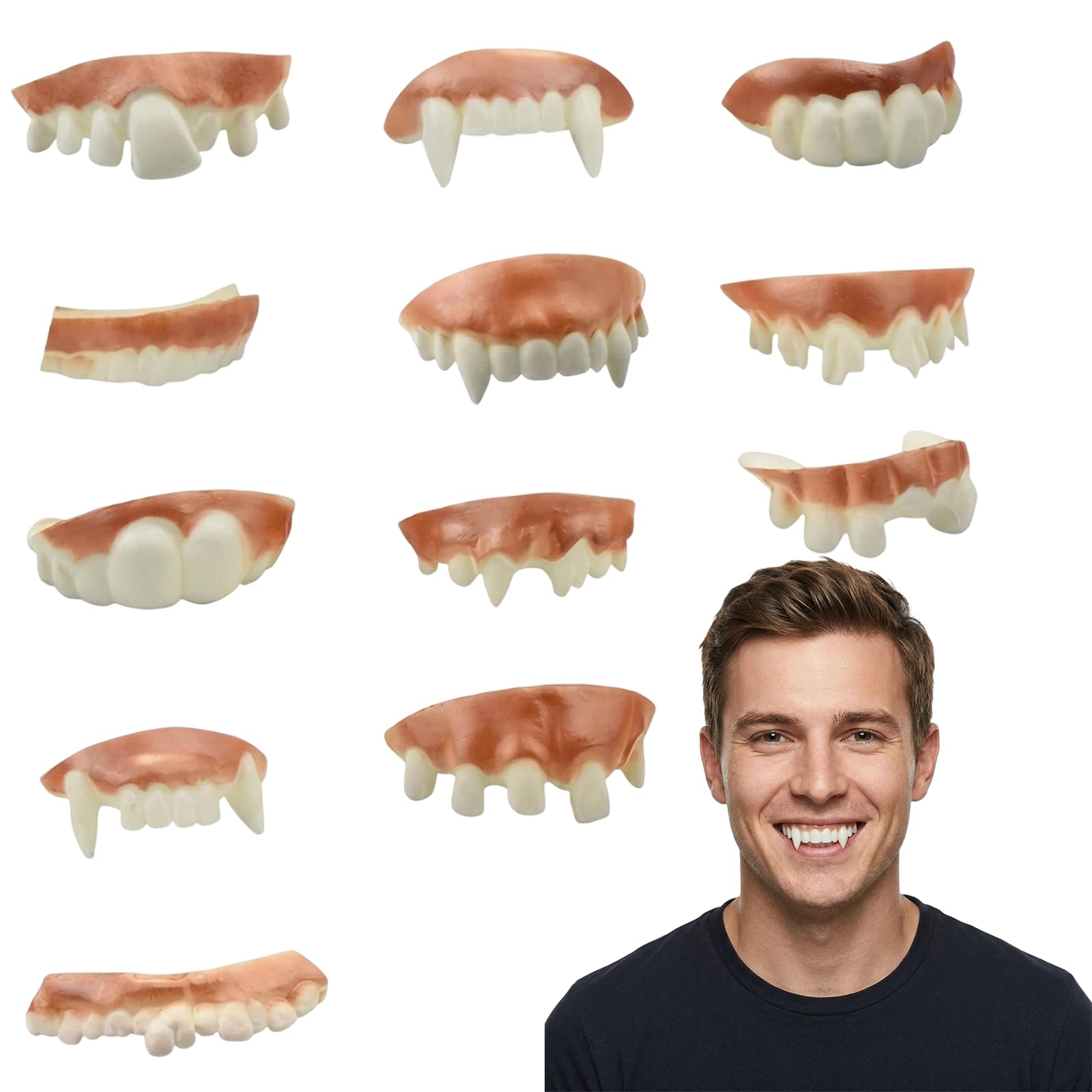 12 Pcs Vampire Teeth, Fake Teeth for Halloween Party