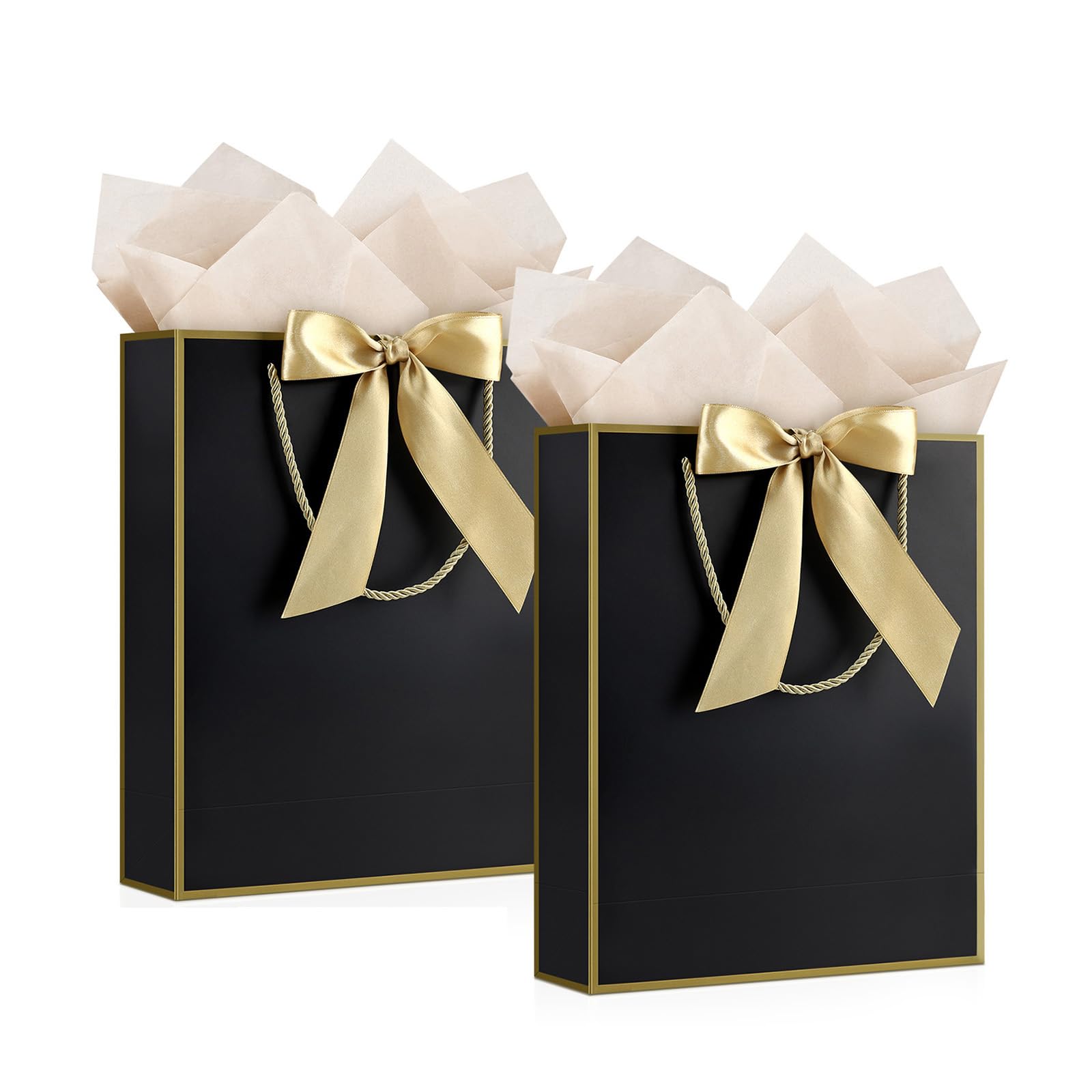 YoungTree Gift Bag, 2PCS Large Gift Bags with Ribbon and 2 Greeting Cards 4 Tissue Papers, Portable Paper Gift Bag with Handles, Birthday Gift Bags,Present Bags for Wedding Party ,Mothers Day9.8"x12.6 โ image 1