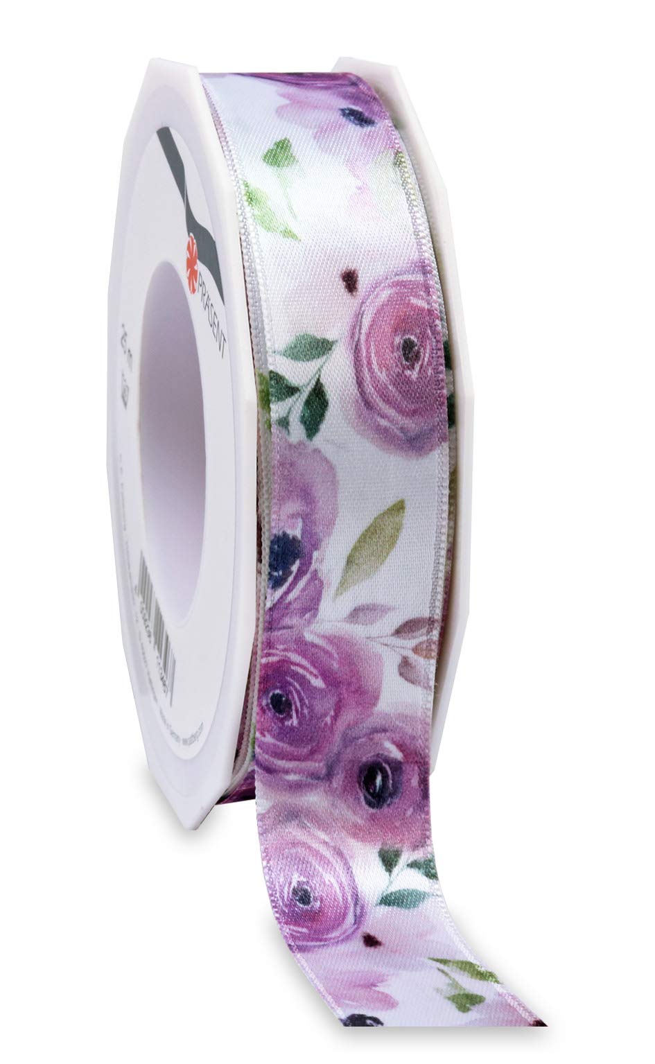 Präsent - Cornwall Printed Satin Ribbon Syringa 25 mm Width, 20 m Length, Gold, 25 mm - 20 m