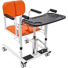 Load Capacity 330.7 lbs Hydraulic Patient Lifter Transfer Chair Wheelchair Two Brake Systems Fixed Armrests