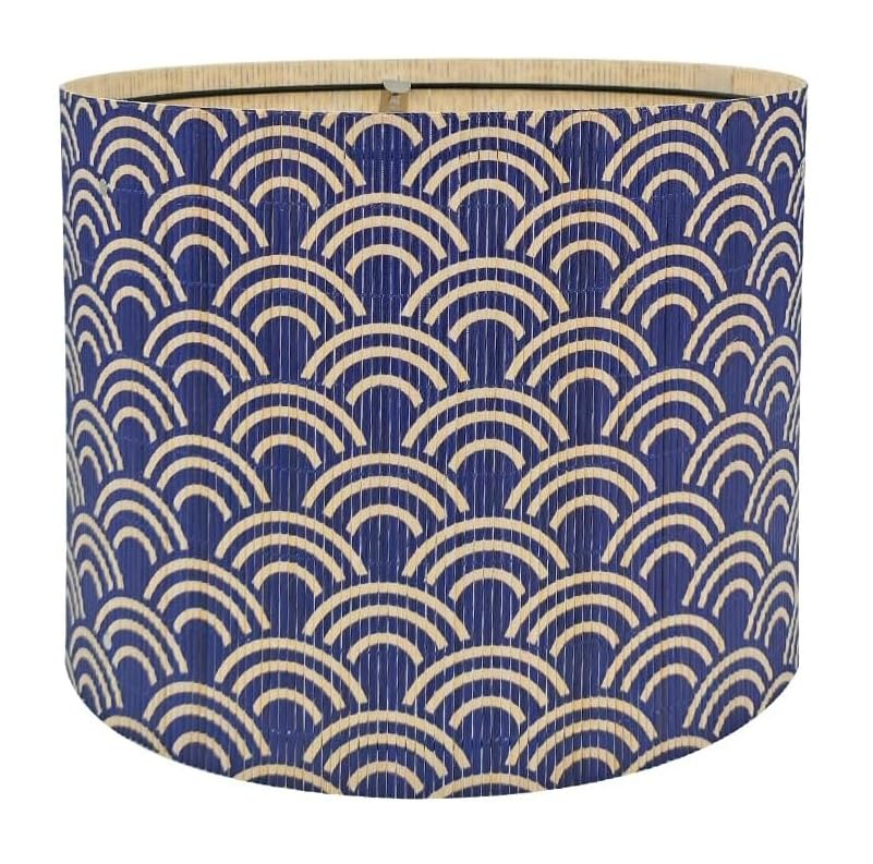 Image of Rustic lamp shade Art decorative Blue Wave Minimalist 11.8x9Inch | Classic Easy Matching,Unique bamboo material,Ideal for Table and Floor Lamps,Effortless Installation