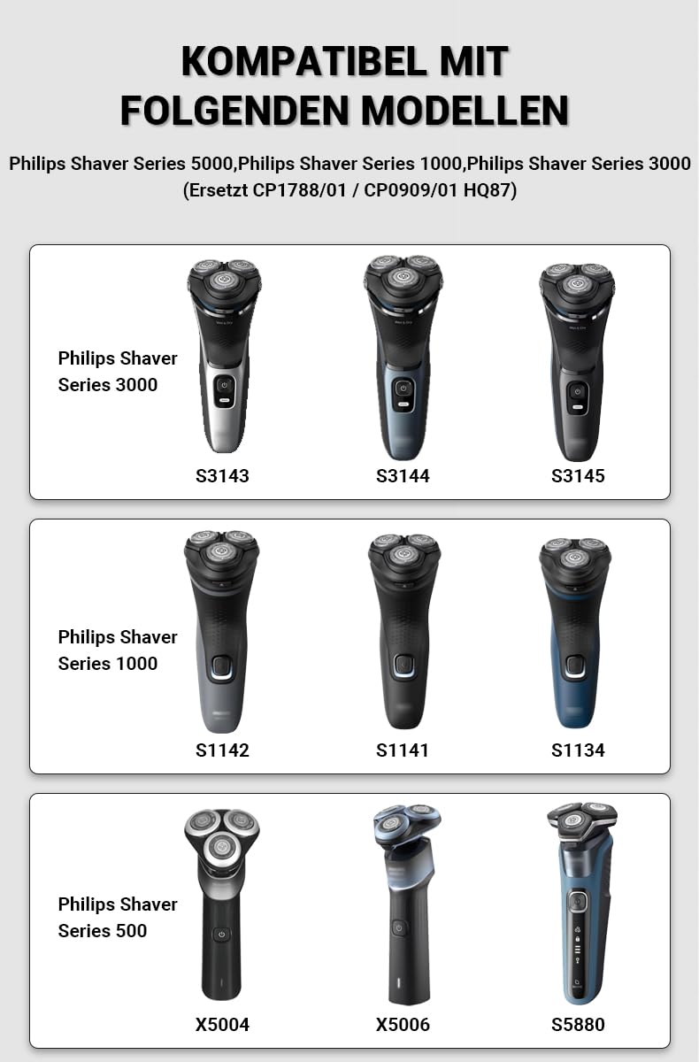 Caricabatterie compatibile con Philips Shaver Series 5000 1000 3000 rasoio S1134 S1141 S1142 S3143 S3144 S3145 X5004 X5006 S5880 S5884 S5885(sostituisce CP1785 8/01 / CP0909/01 HQ87)