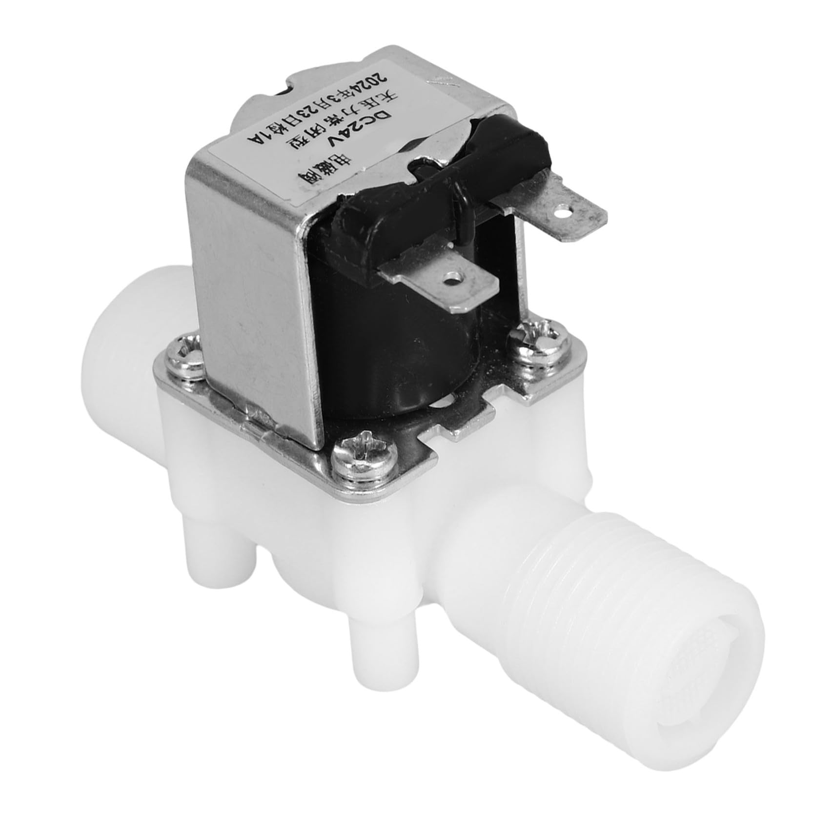 Electroválvula 24V DC de plástico normalmente cerrada con rosca externa paralela para agua