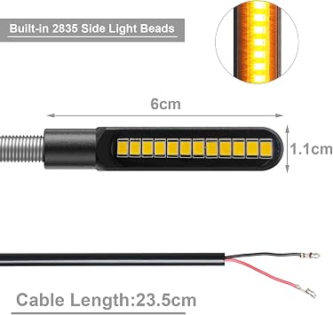 Kinstecks 4PCS Motorcycle Indicators Flowing Turn Signal Lights Motorbike Turning Indicators 12V 12LED for Motorcycle Motorbike