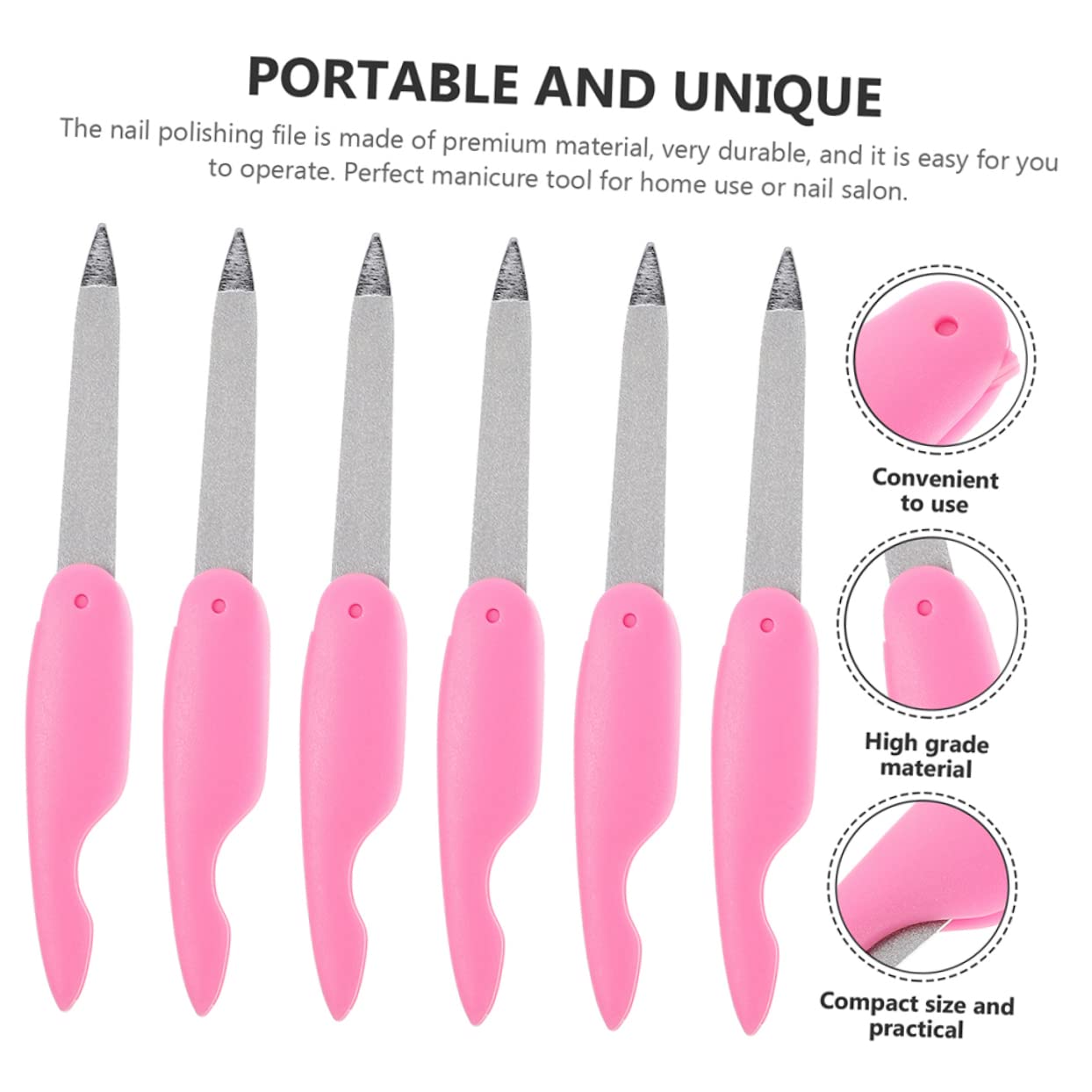 Set di 8 per Unghie in Metallo Rosa Doppia Superficie per Limatura e Modellatura, Design Compatto e Resistente per Uso Domestico e Salone