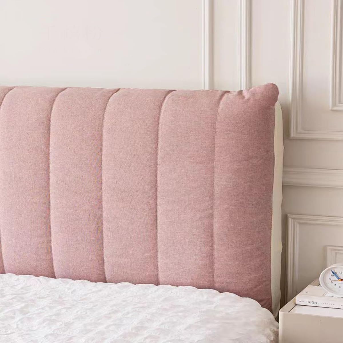 Funda acolchada de algodón para cabecero de cama, color rosa, 150 x 60 cm, decoración de dormitorio, para camas individuales, dobles, de cuero de madera, protector suave y elegante