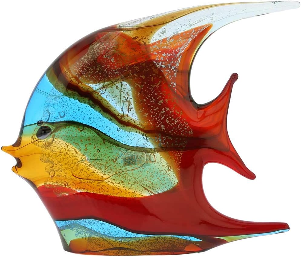 Glass Of Venice Murano Glass Wide Angel Fish Sculpture - Multicolor