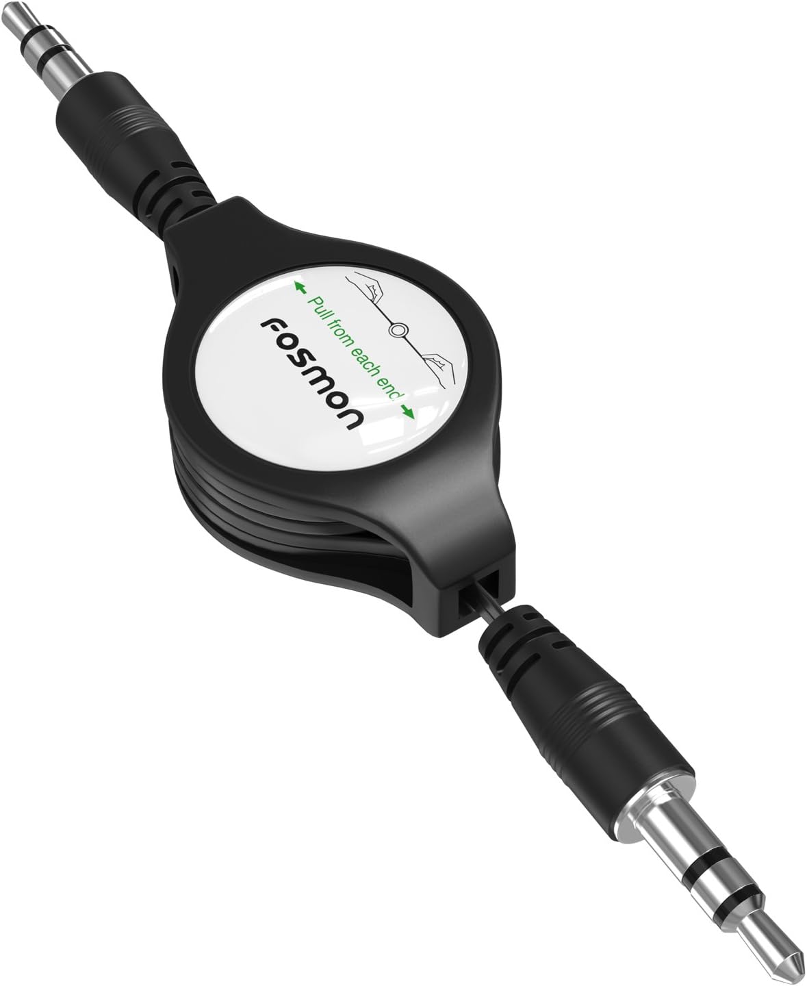 Fosmon 3.5mm Car Aux Auxiliary Retractable Stereo Audio Cable Cord for Galaxy S9 Plus/S9/S8 Plus/S8/S7 Edge,Galaxy S10 / S10 Plus / S10e, Note 8, Google Pixel 2 XL, LG V30/G6 - Black