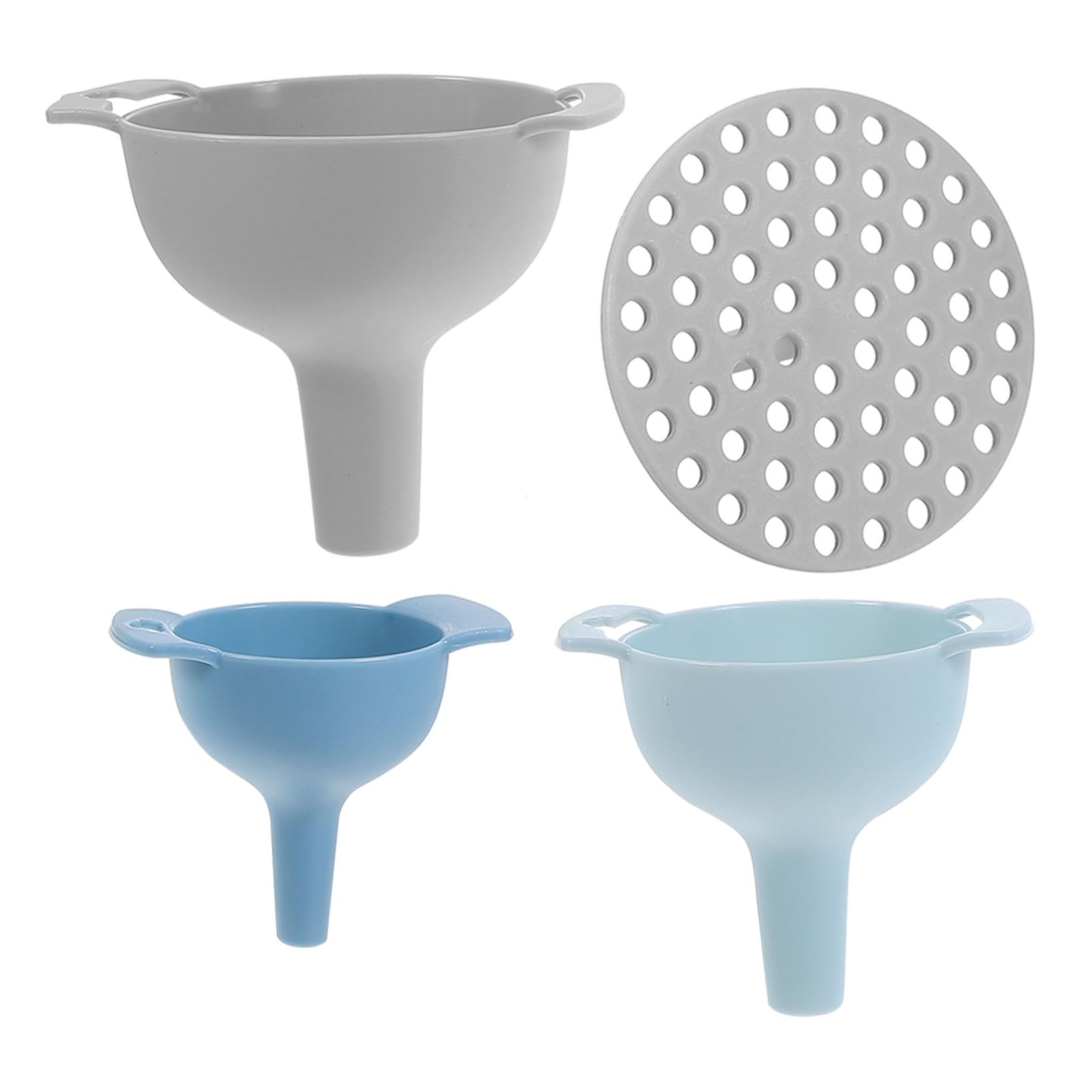 Licsaliwe 4-in-1 Kitchen Funnel Set with Removable Strainer – Multi-Size Plastic Funnels for Filling Bottles Transferring Oil Flour Liquids