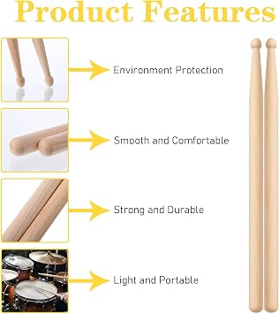 3 Pairs Drum sticks 5A, Modern Drumsticks for Drums