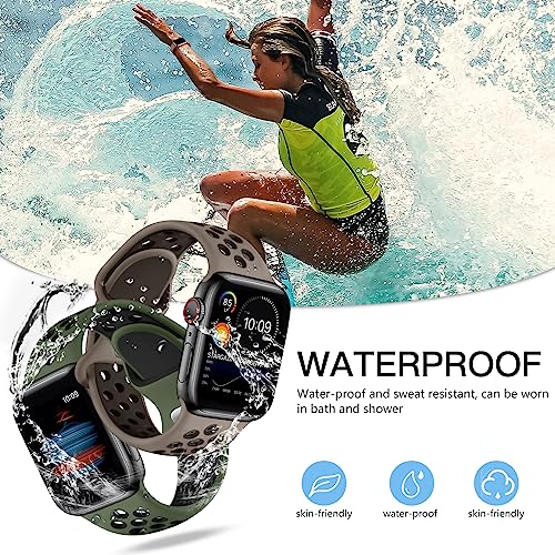 Image of Adorve 4 Pack Sport Bands for Apple Watch 49mm 41mm 40mm 38mm 45mm 44mm 42mm for Women Men, Durable Breathable Soft Silicone Replacement Wrist Strap for iWatch Ultra SE Series 8 7 6 5 4 3 2 1, S /M M /L