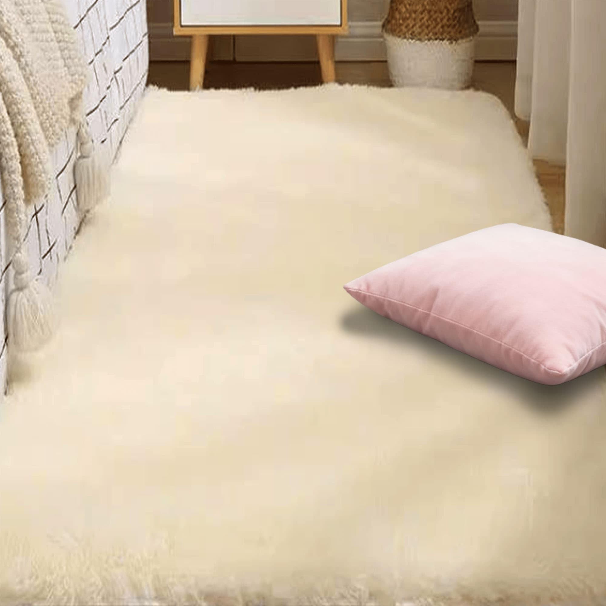 Tapis de salon crème 120x280 cm pour créer un espace de jeu doux dans une chambre