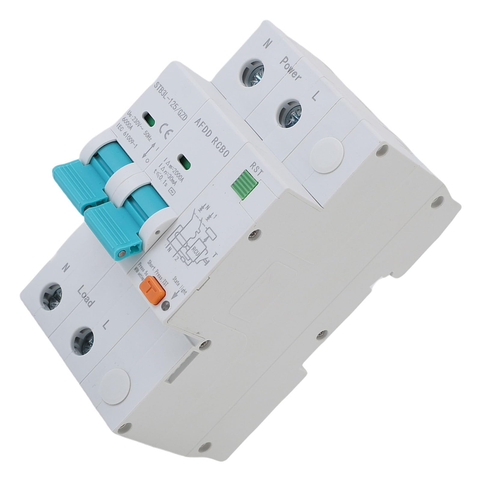 FTVOGUE Dispositivo Protector de Fallas de AFDD, Disyuntor STB3L 125 2P RCBO RCCB con Detección de Fallas de para Protección de Fugas por Cortocircuitos y Sobrecargas en Edificios (40A)