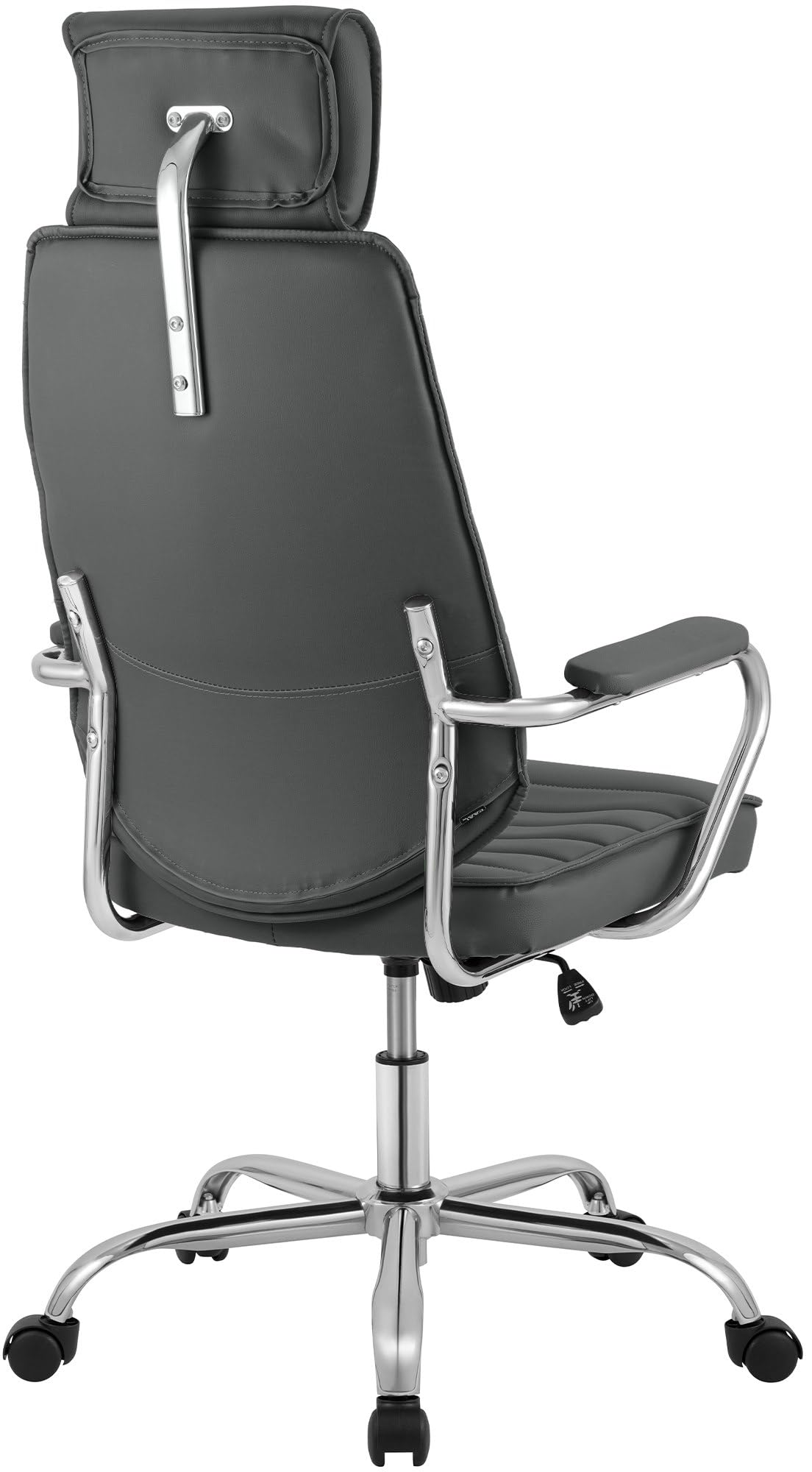 CLP Chaise de Bureau Ergonomique Rako, Réglable en Hauteur, Pivotante en Cuir Synthétique, Dossier avec Appui-tête, Accoudoirs Rembourrés, Couleur:Gris