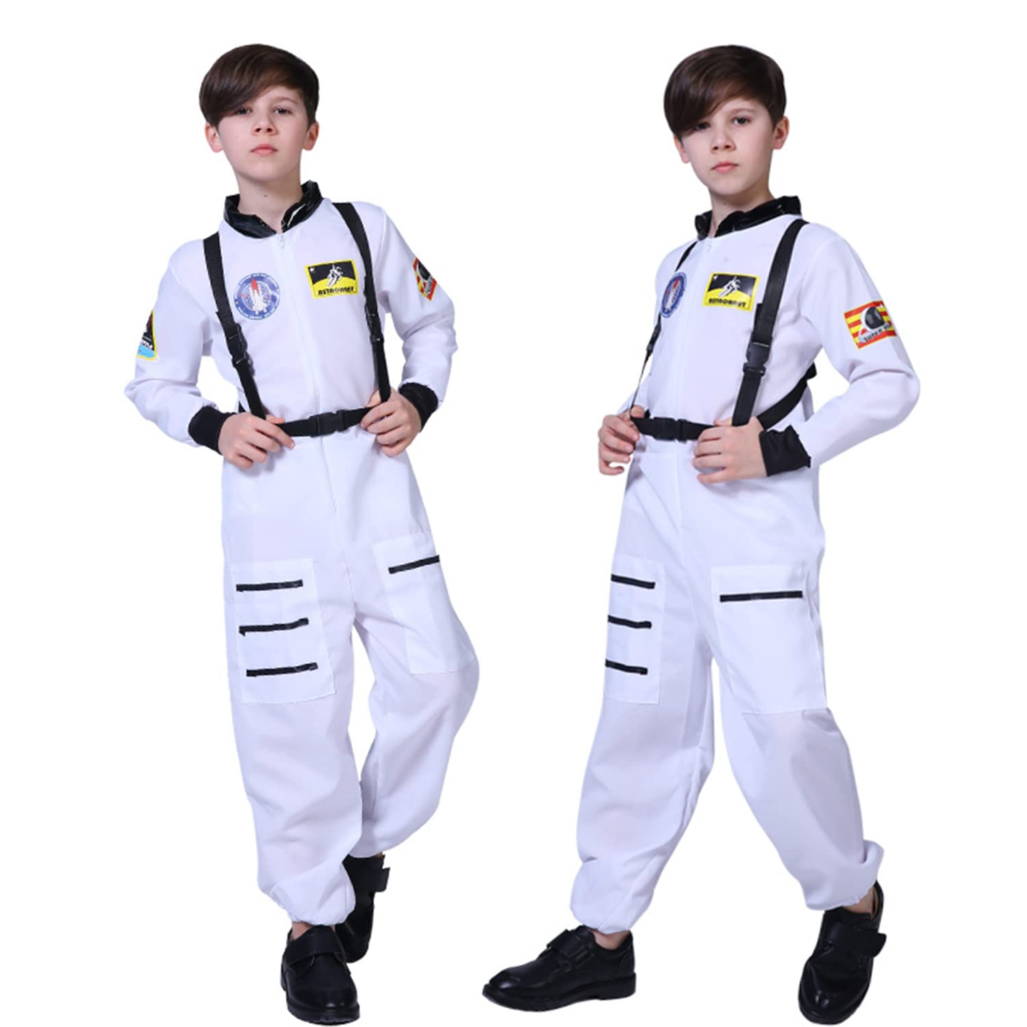 Moonmen Pretend dress professional suit role-play suit. Children's Astronaut Space Costume Space Pretend Dress Up Role Play Set for Kids Cosplay Ages 4-12（H 95-150cm）