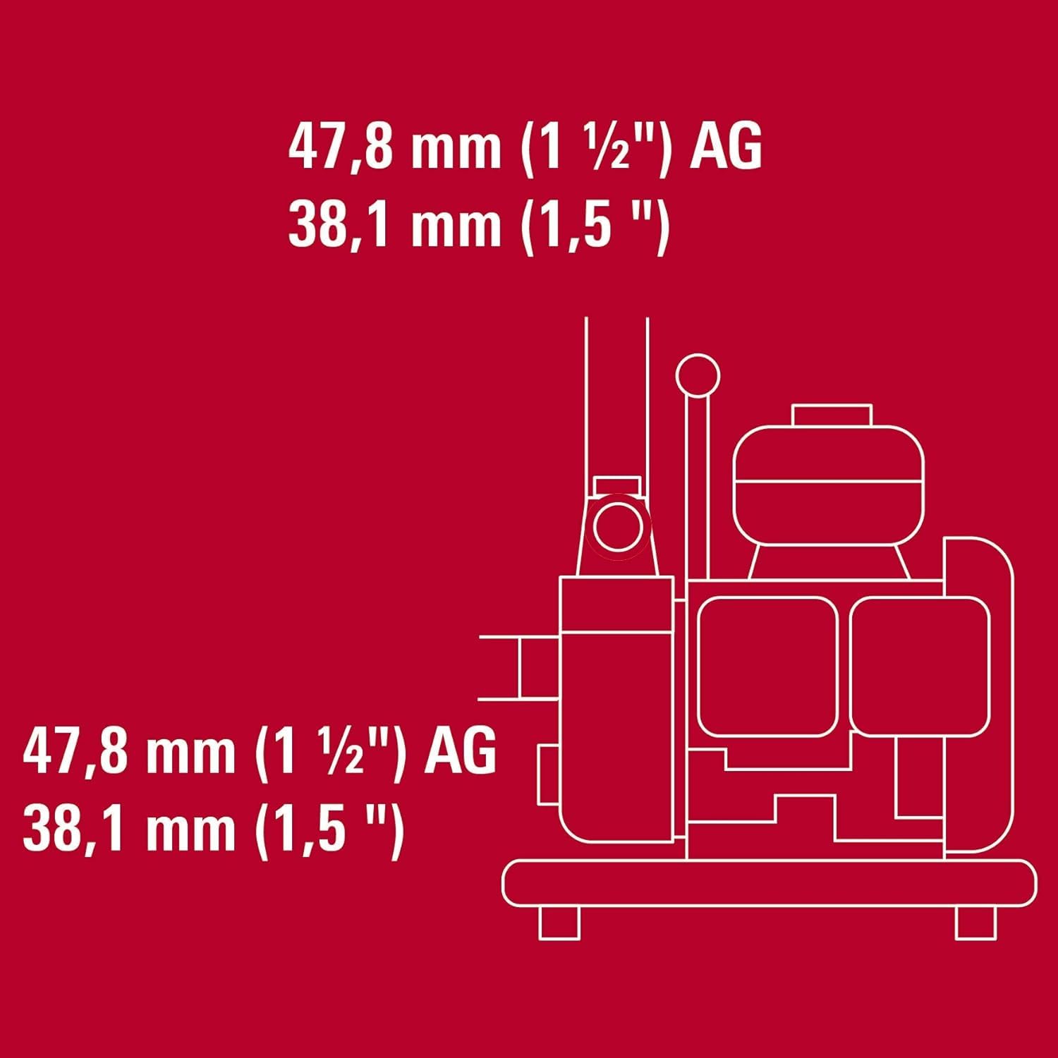 Pompe à eau à essence Einhell GC-PW 16 | 1 750 W | 2, 8 bars | Débit de 14 000 l/h | Hauteur de refoulement de 28 m | Bouchon de purge