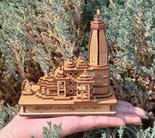 Image of Wood Shri Ram Mandir Ayodhya Mandir for Home (Small) - Ideal for Home Decor, Temple and Best Gift, Gold