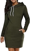 ORANDESIGNE Women's Hoodie Dress Sweater Dress with Pocket Dresses Casual Long Sleeve Casual Chic Plain Mini Dress with Pocket Hoodie Large Size Winter Pullover Long