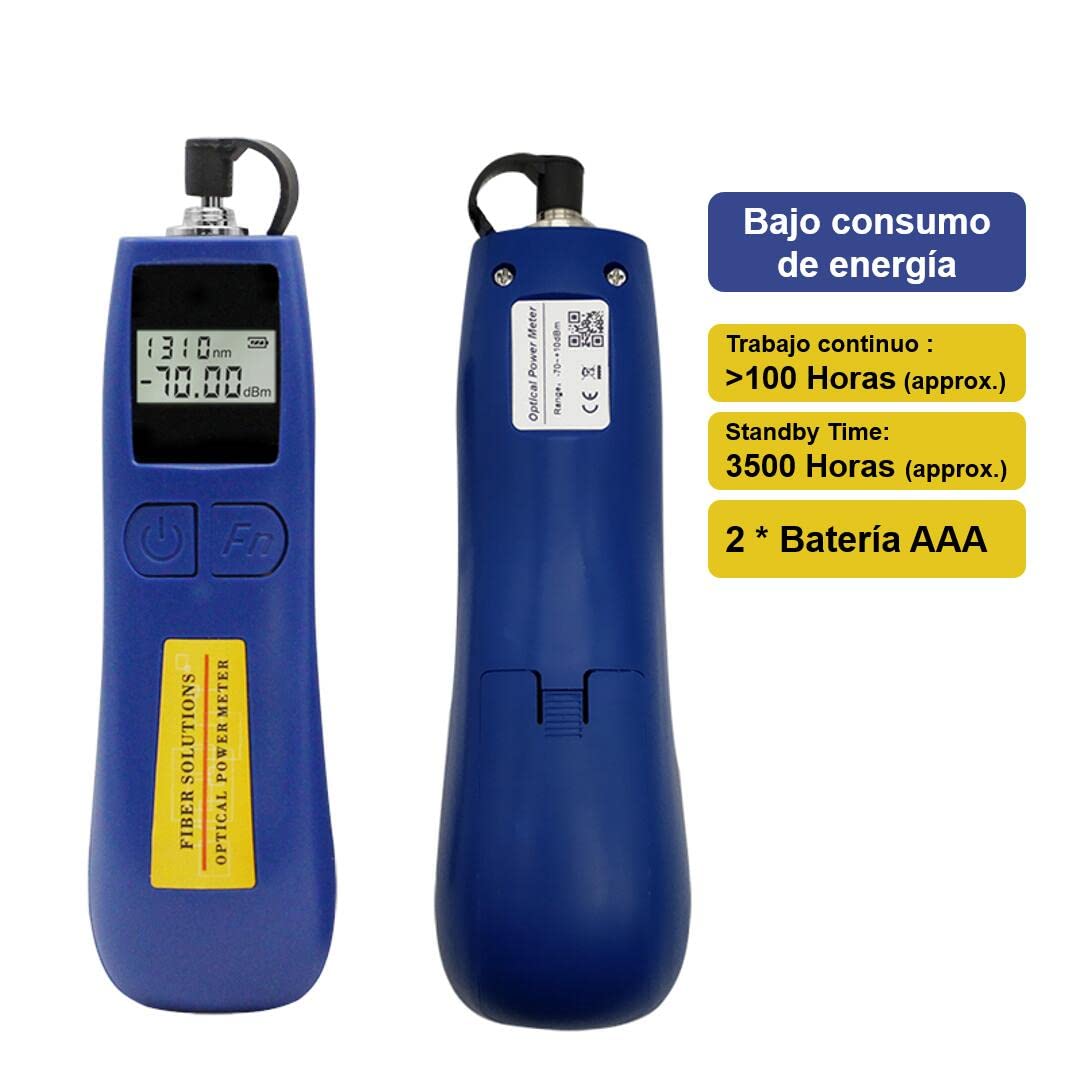 Medidor de Potencia Optica -70~+10 dBm, Optical Power Meter medidor fibra optica 6 Longitudes de Onda Calibradas, Alta Precisión y 68g de Peso Ligero
