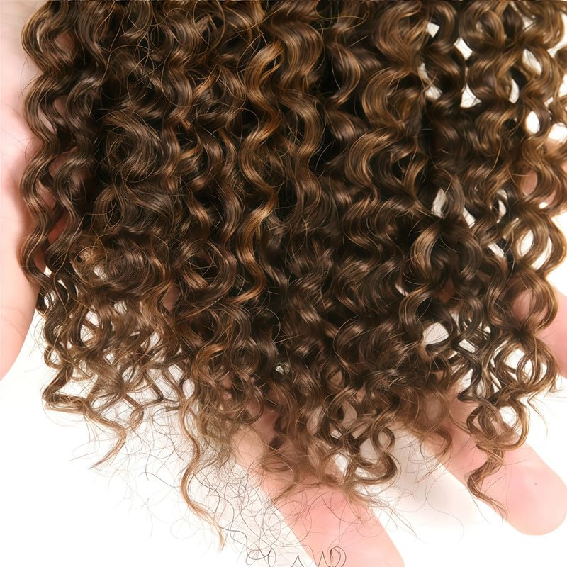 Highlight Brown Human Hair Bundles 26 28 30 Inch Light Brown Curly Bundles Human Hair Brazilian Virgin Remy Jerry Curly Hair 3 Bundles P4/30 Color