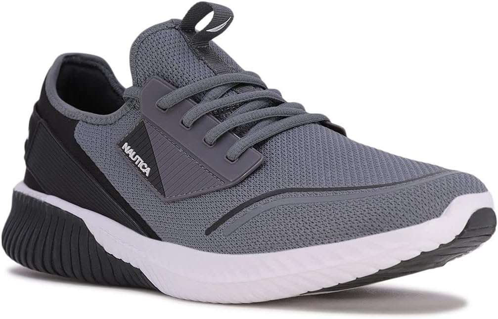 NauticaMen's Casual Lace-Up Fashion Sneakers-Walking Shoes-Lightweight Joggers-Vintro-Grey Black Size-9