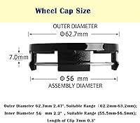 Vista 2 de Kit de tapas centrales para rueda de automóvil, 2.5 pulgadas, 2.5 pulgadas, interior de 2.2 pulgadas, compatible con Dodge RAM 1500 tapas de cubo