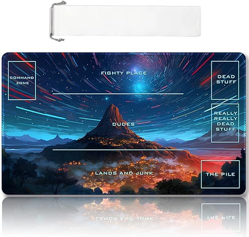 Miniatura 62 de Tapete de juego MTG cosido de alta calidad con zonas y respaldo de goma antideslizante, tapete de juego TCG para MTG y otros juegos de cartas, Dkt