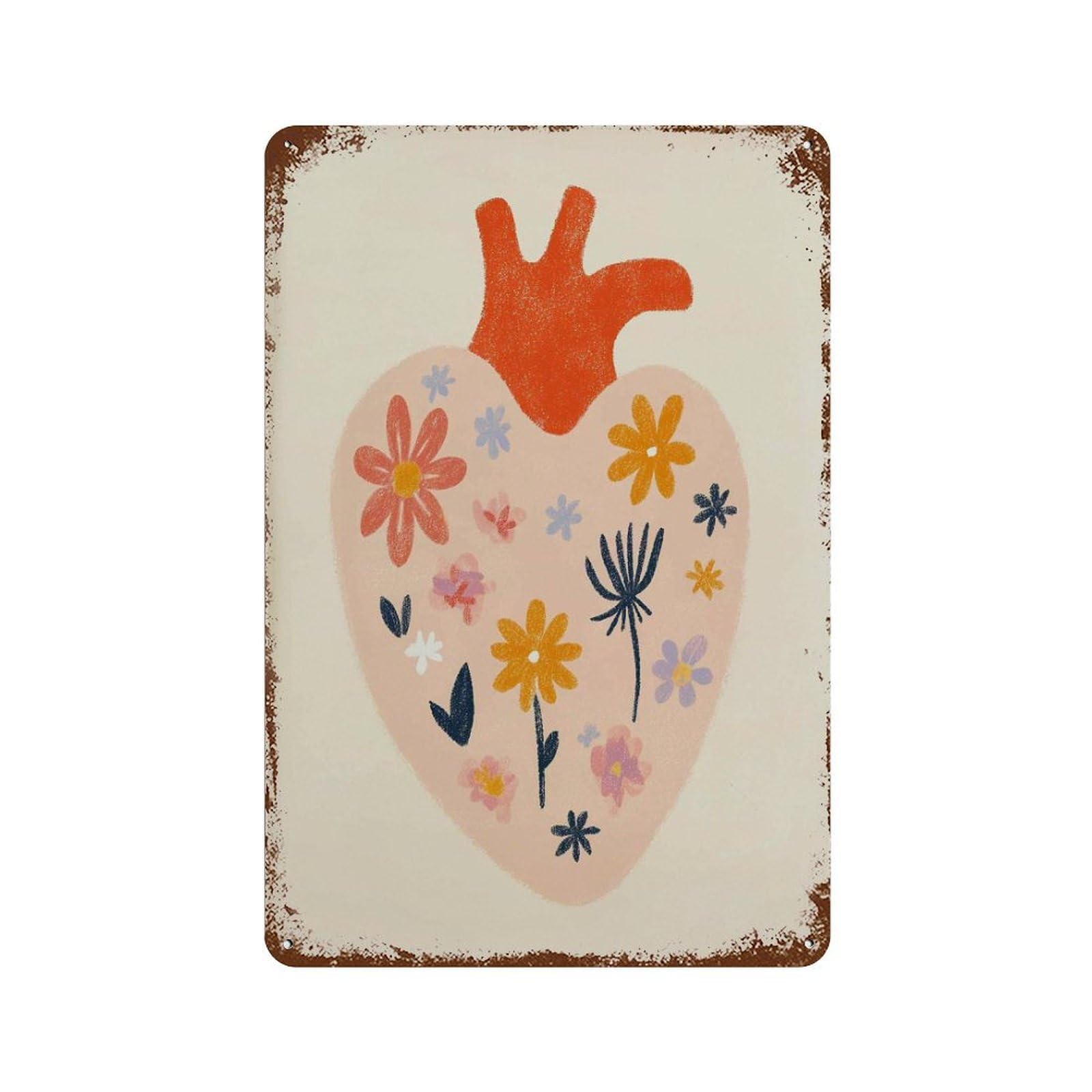 xiaoxiaoshen Floral He Modern Anatomical Colorful Flower Home Or Romantic Wall Decor Art Metal Tin Poster Modern Home Decor Art Home Bar Shop Decorations Vintage Sign 30x20cm