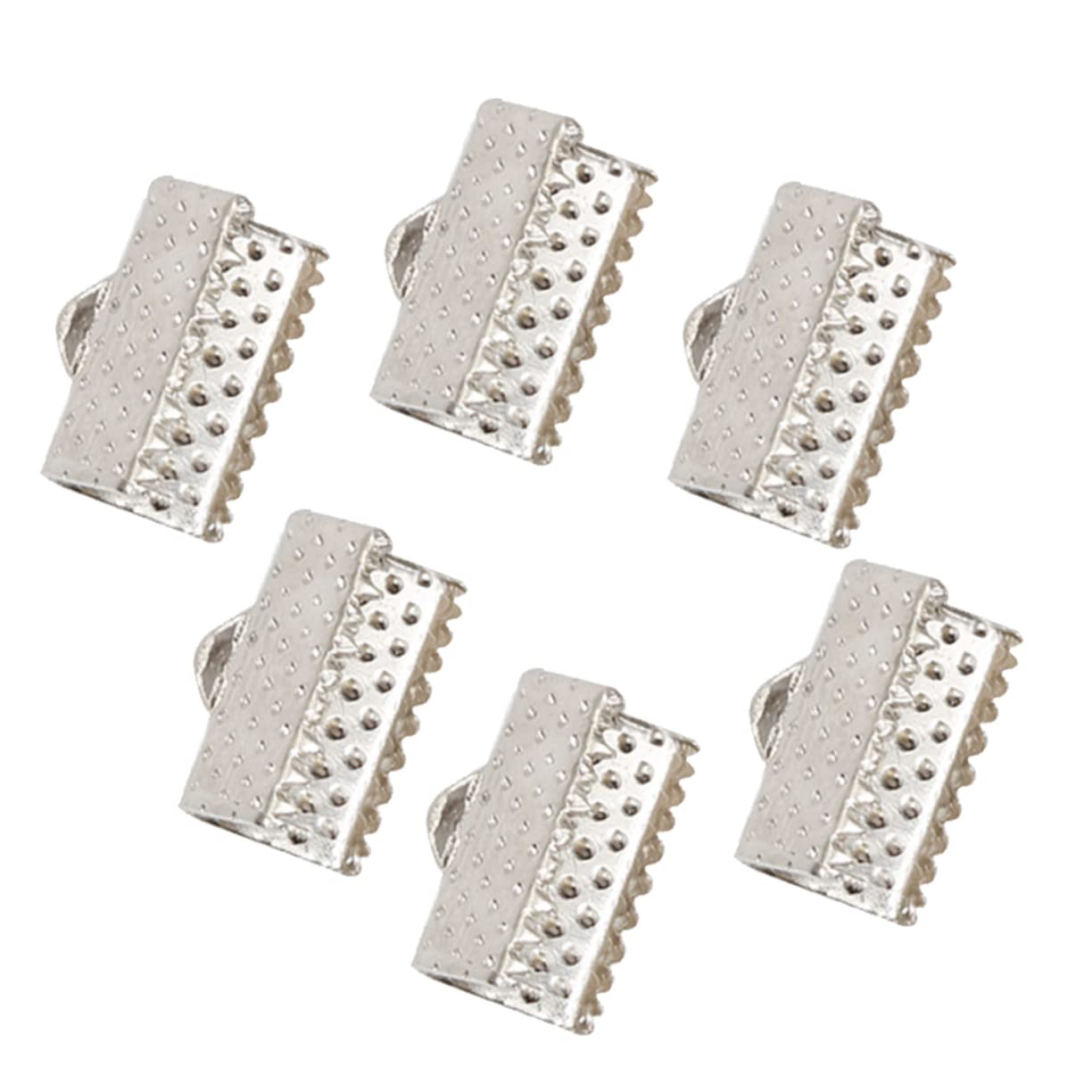 COHEALI Ribbon Ends Crimp Cord End for Jewelry Pinch Crimp Ends Assortment Set 100pcs White Metal Crimp Clamp Ends