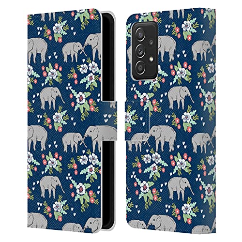 Étui portefeuille en cuir Samsung A53 5G Andrea Lauren Éléphant Floral